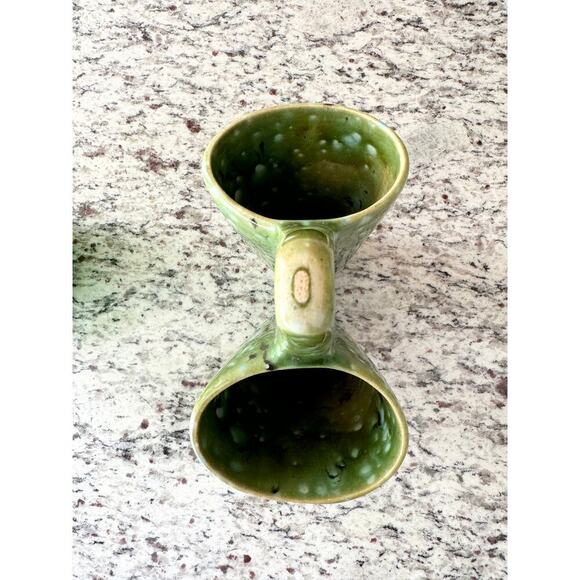 Vintage Green Flower Vase Rare Studio Pottery Bud Vase Two Sections for Decor - Picture 4 of 4